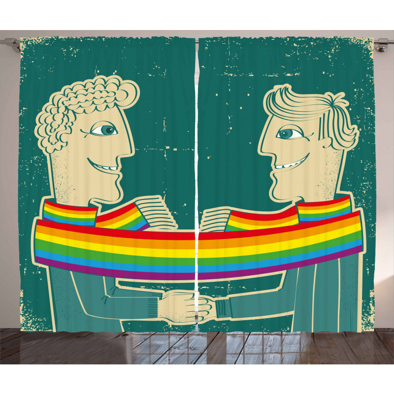 Gay Couple with Scarf Curtain