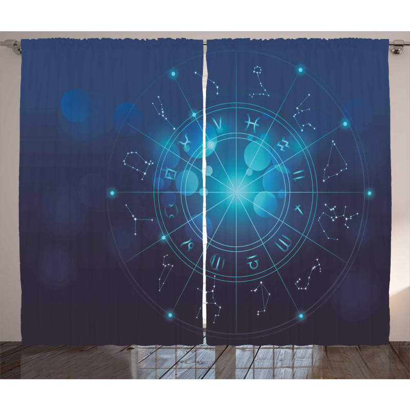 Zodiac Signs in Space Curtain