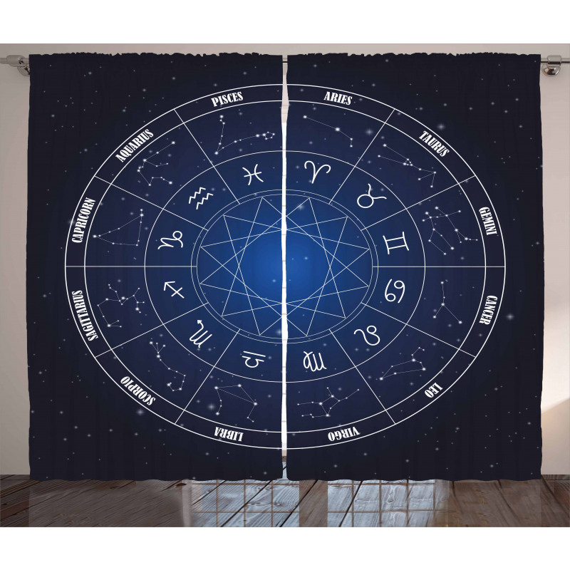 Zodiac Dates in Space Curtain