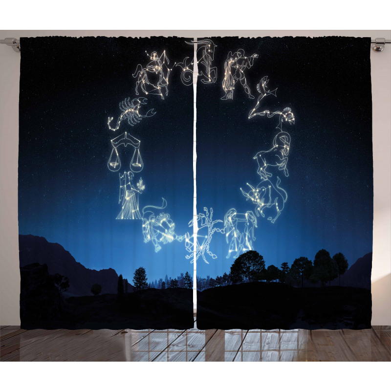 Sketchy Zodiacal Sign Curtain