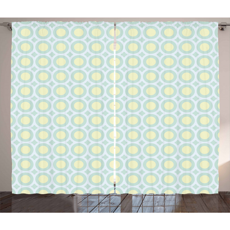 Retro Circles Inner Dots Curtain