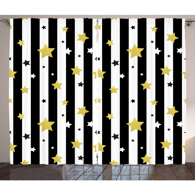 Vertical Lines Stars Curtain