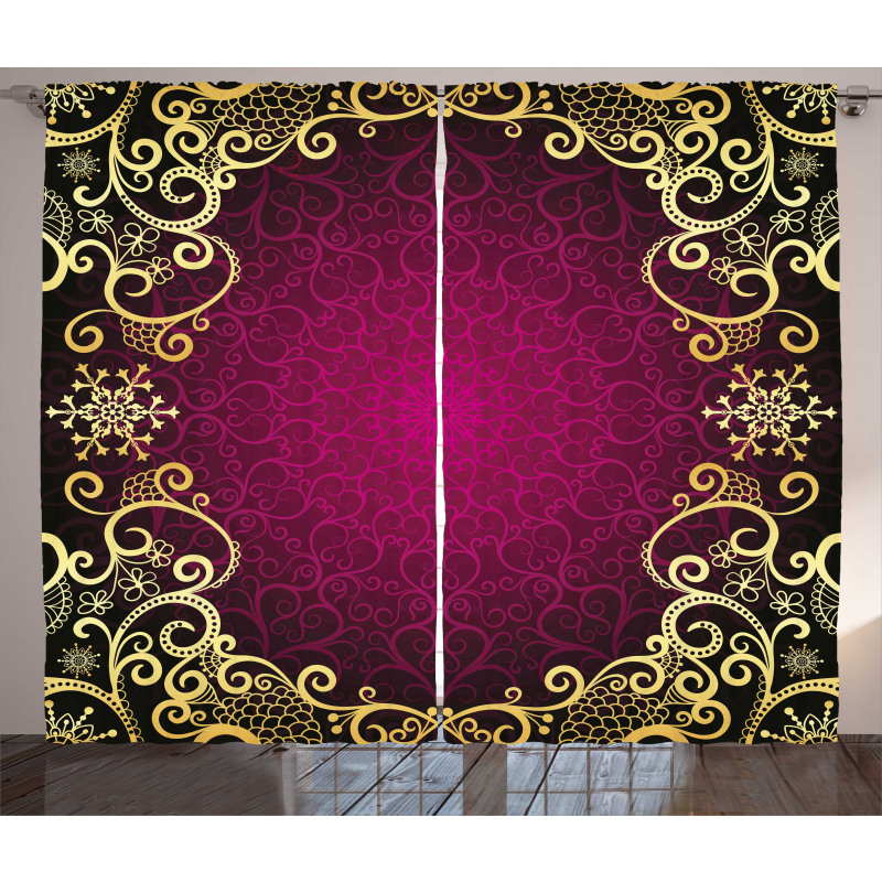 Purple Frame Curls Curtain