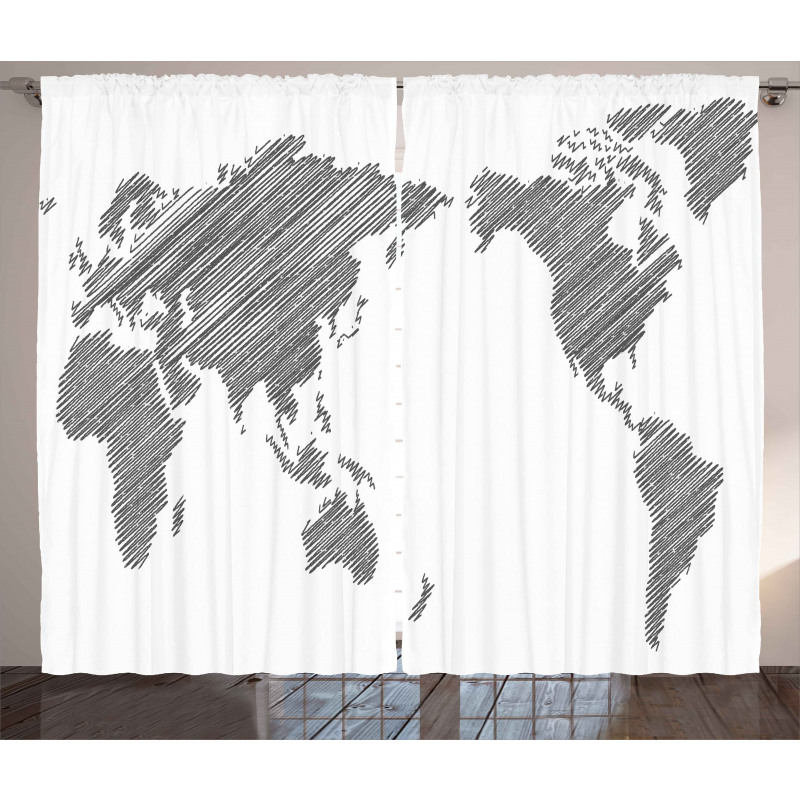 Sketchy Continents Curtain