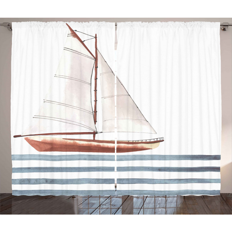Sailing Theme Boat Waves Curtain