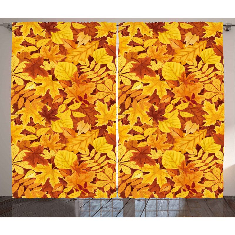 Shady Fall Oak Maple Leaf Curtain