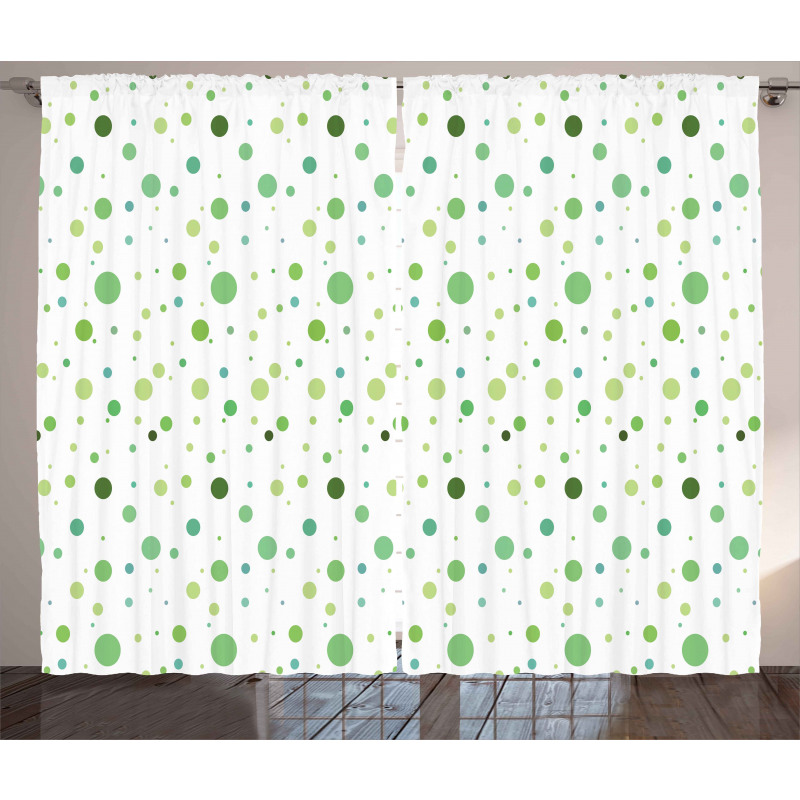 Green Toned Polka Dots Curtain