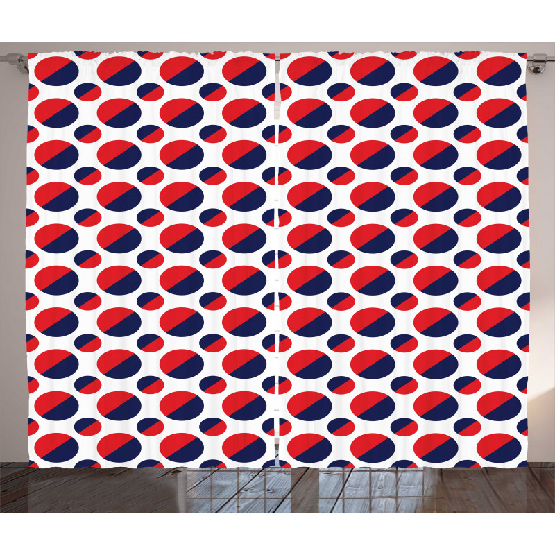 Red Circles Rounds Curtain