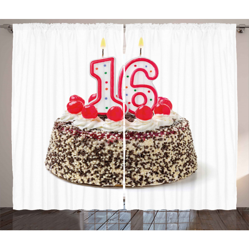 Cake Candles Cherry Curtain