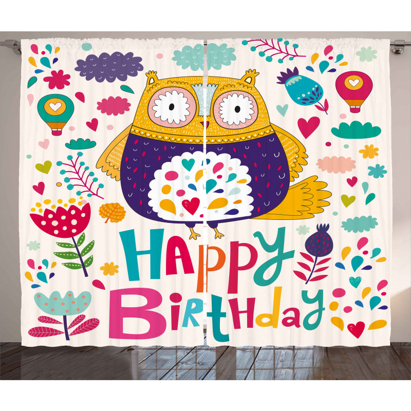 Funny Greeting Doodle Art Curtain