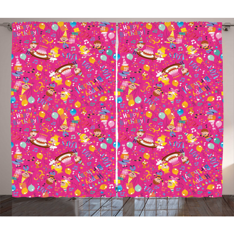 Children Party Cake Happy Curtain