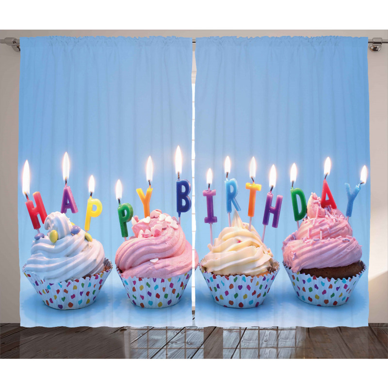 Cupcakes Letter Candles Curtain