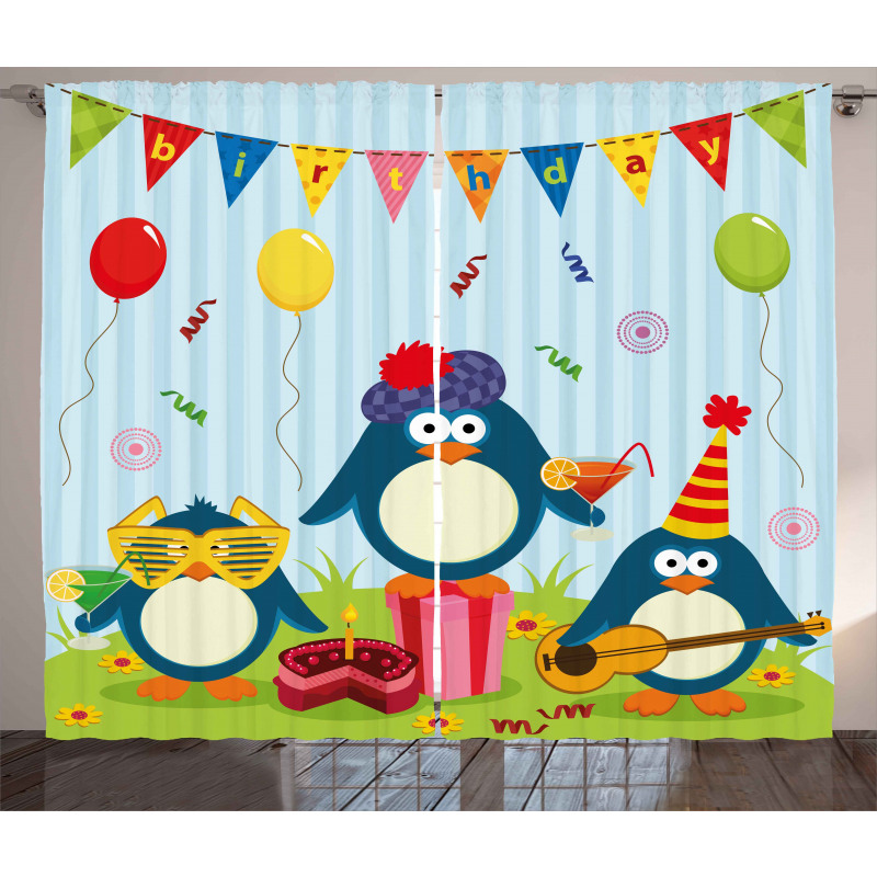 Birthday Penguin Curtain