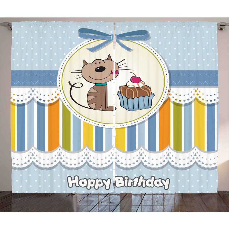 Baby Cat with Cake Curtain