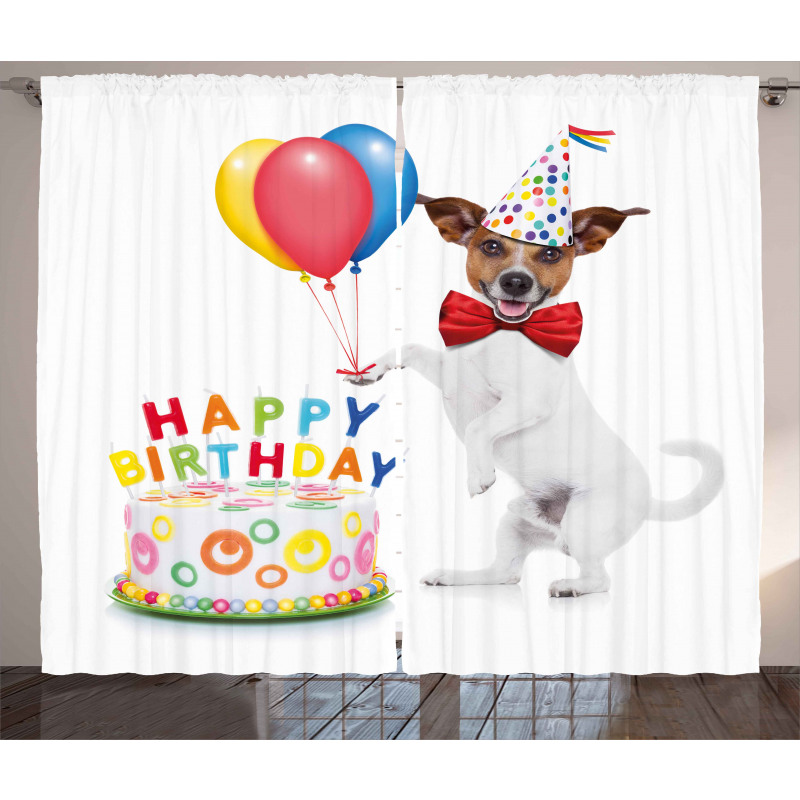 Dance Party Dog Cake Curtain