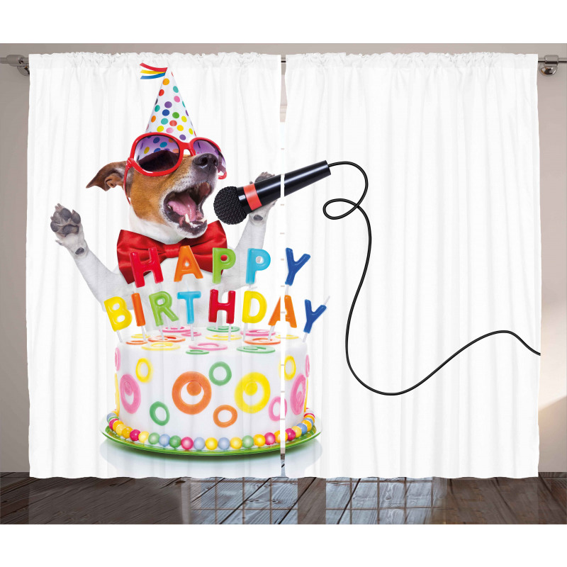 Birthday Music Dog Curtain