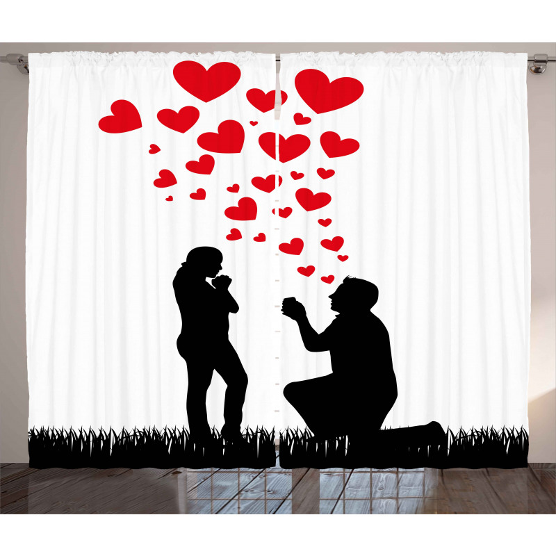 Proposal Hearts Curtain