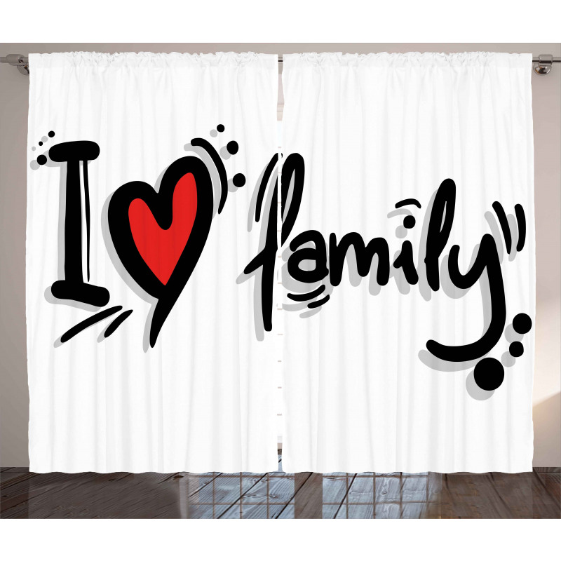 I Heart Family Pictogram Curtain