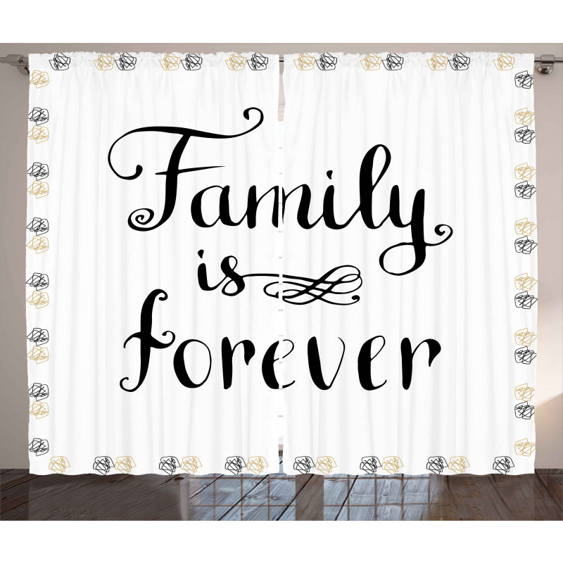 Family Words Ink Sketch Curtain