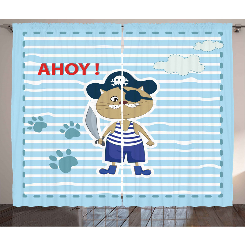 Cat Pirate Ahoy Curtain