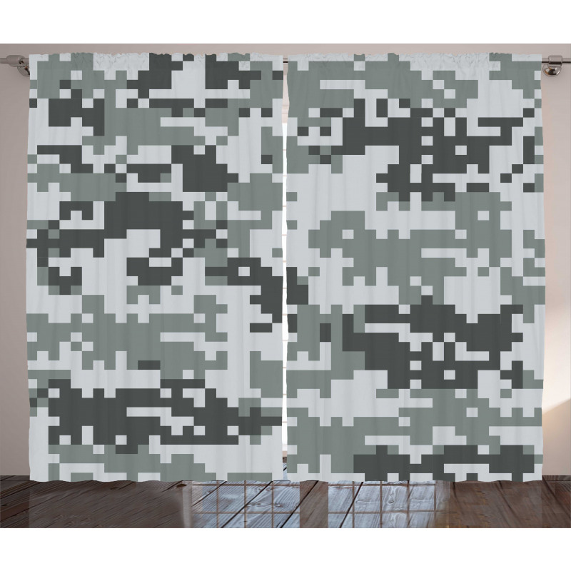 Pixel Effect Digital Grey Curtain