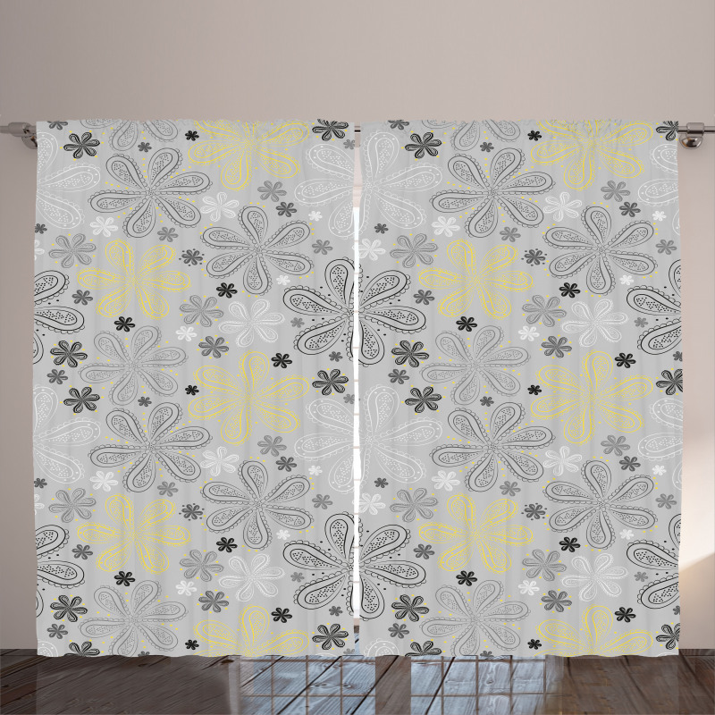 Style Yellow Flower Curtain