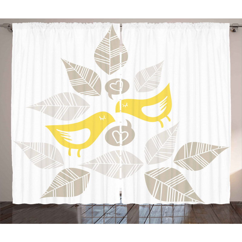 Art Deco Birds Leaves Curtain