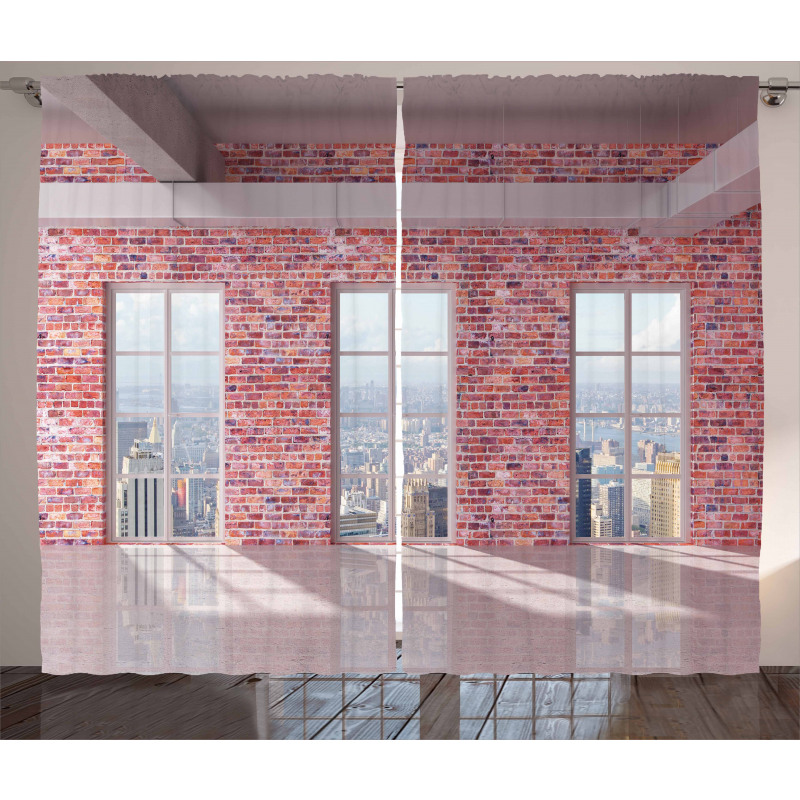 Red Brick Wall Loft City Curtain