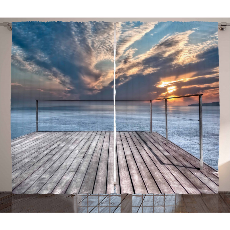 Sea View Terrace Sunset Curtain
