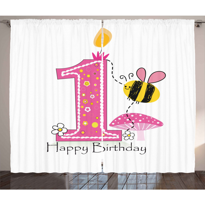 Bees Party Cake Candle Curtain