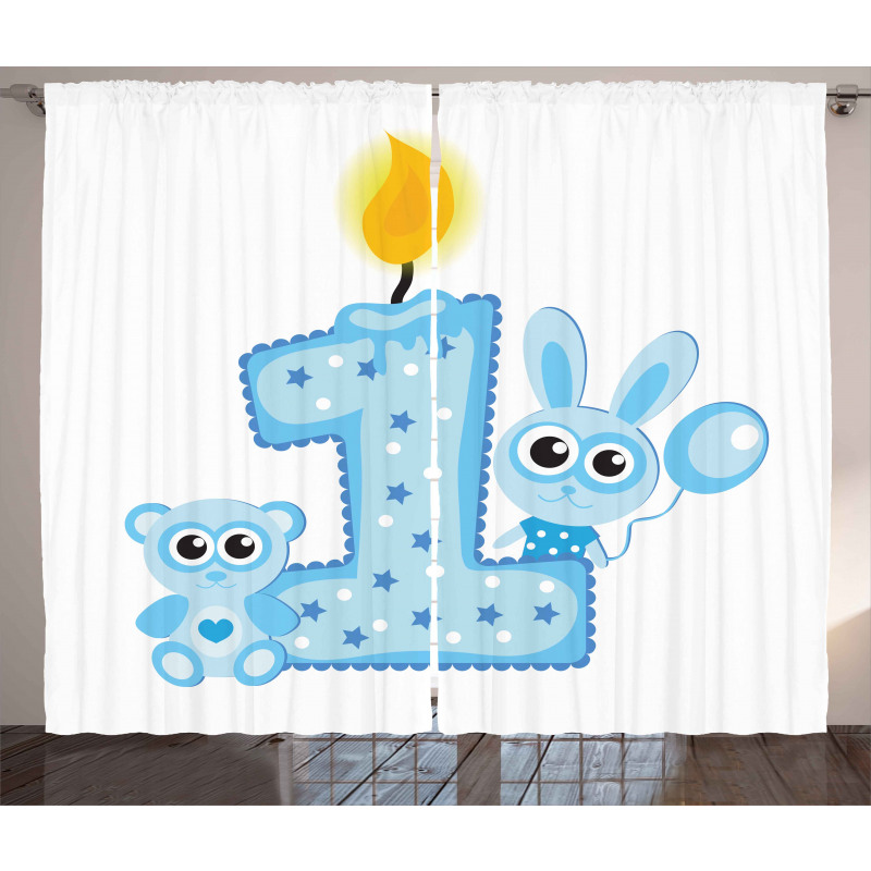 Boys Party Cake Candle Curtain