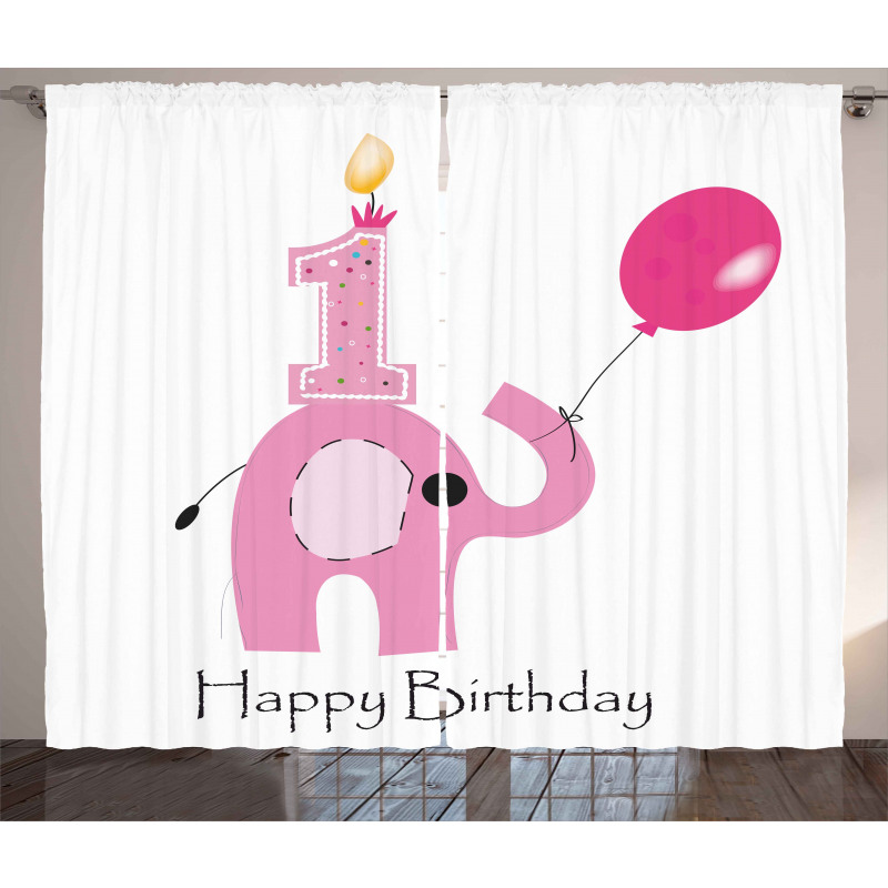 Girls Party Elephant Curtain