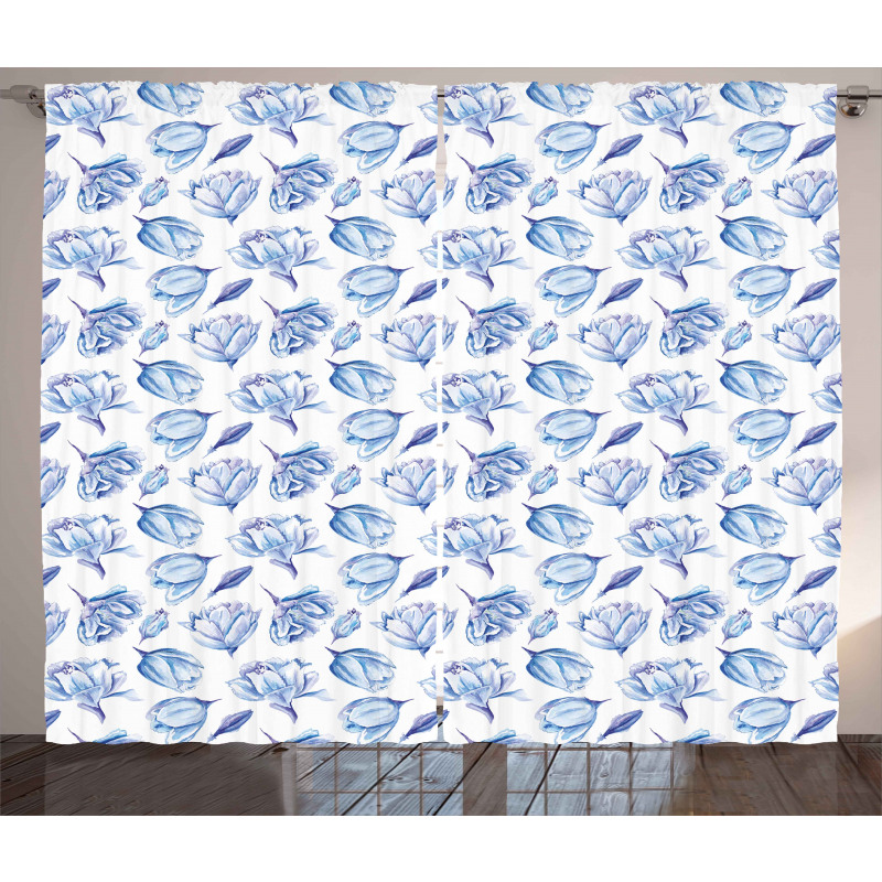 Watercolor Roses Buds Curtain