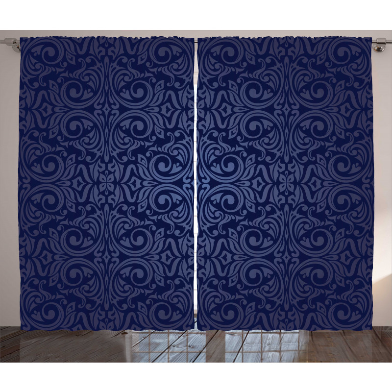 Blue Floral Old Design Curtain
