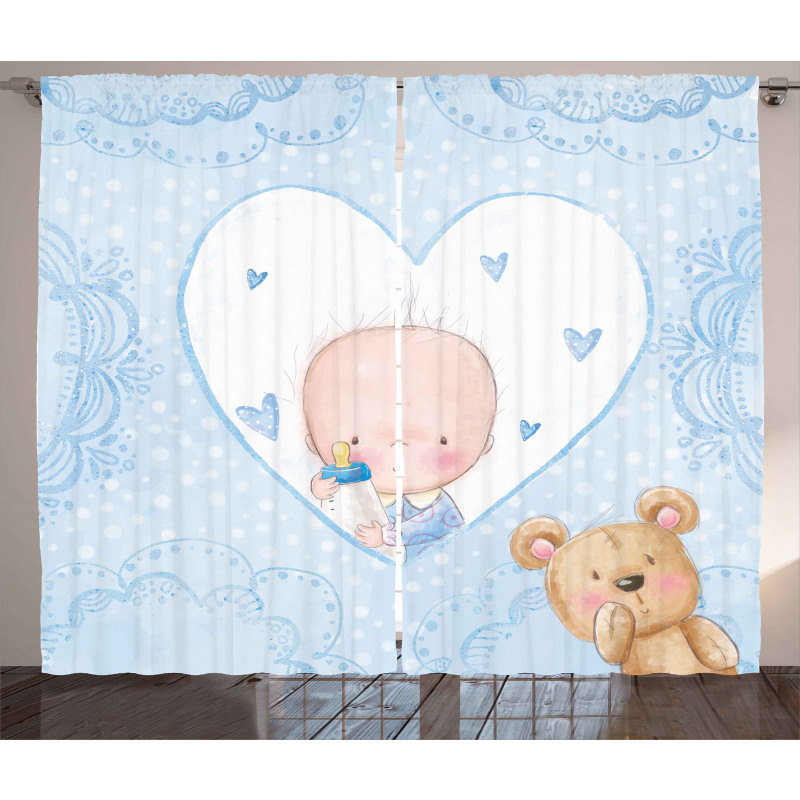 Baby Boy Teddy Bear Curtain