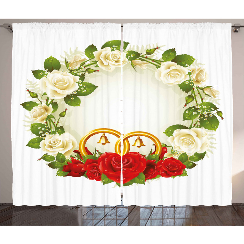 Roses Wedding Rings Curtain