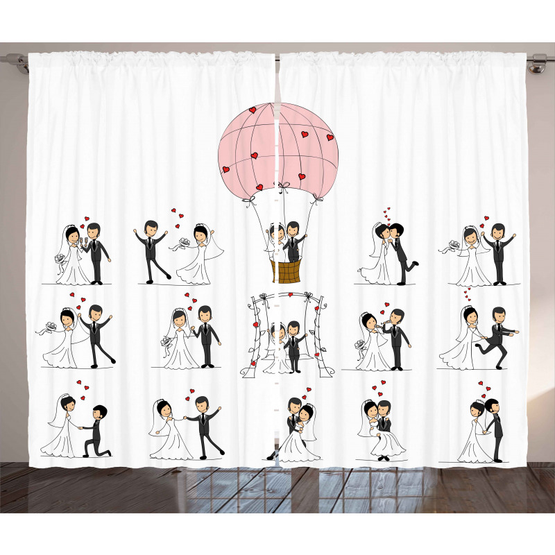 Bride Groom Cartoon Curtain