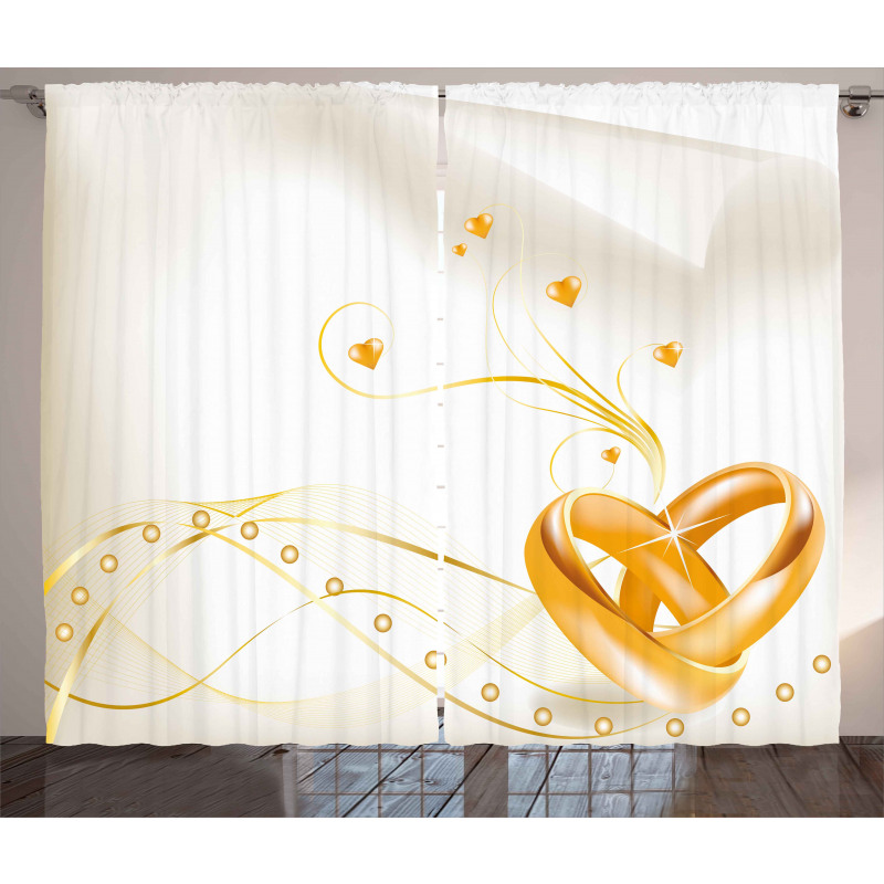 Rings Heart 3D Style Curtain