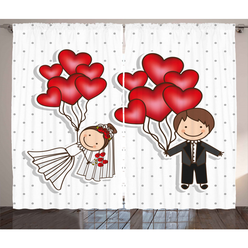 Funny Newlyweds Balloons Curtain