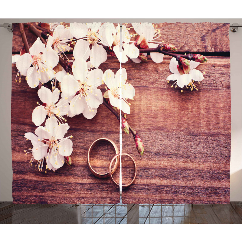 Flowers Rings Wooden Curtain