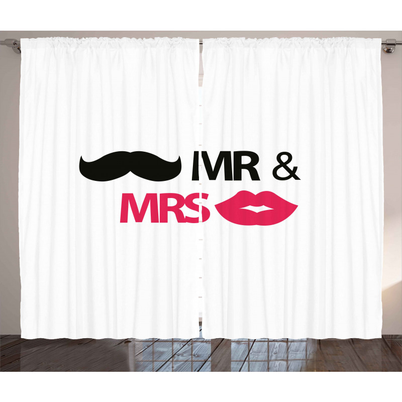 Lips Moustache Mr Mrs Curtain
