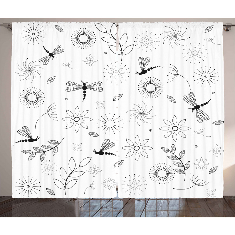 Dragonfly Floral Curtain