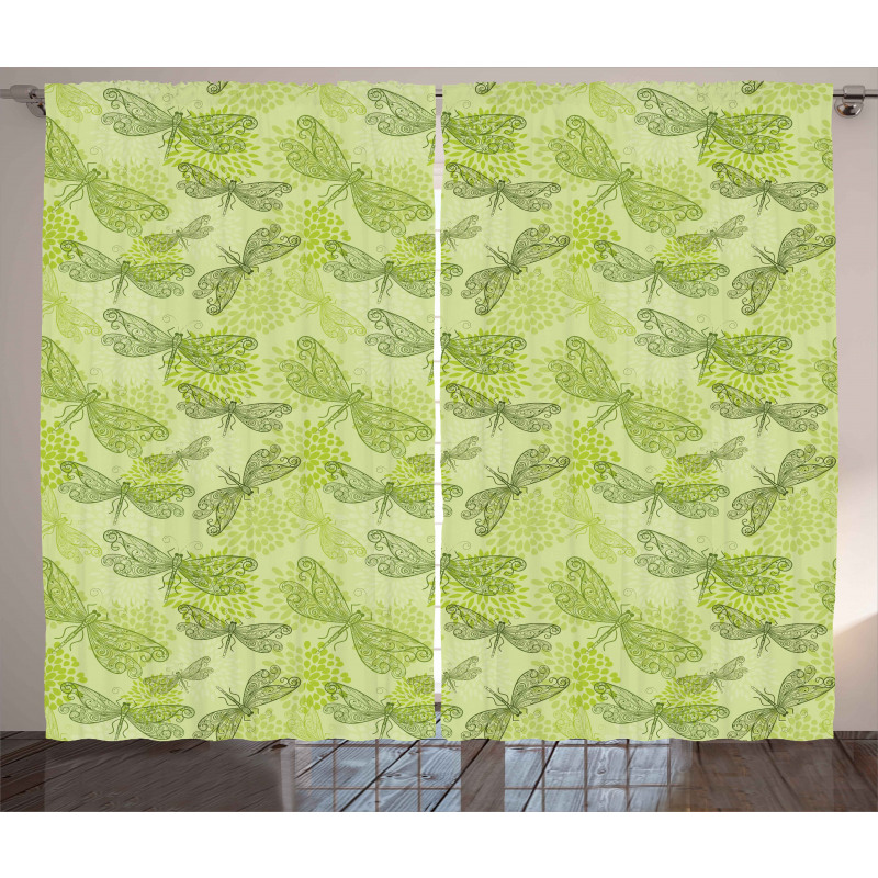 Floral Dragonfly Wings Curtain