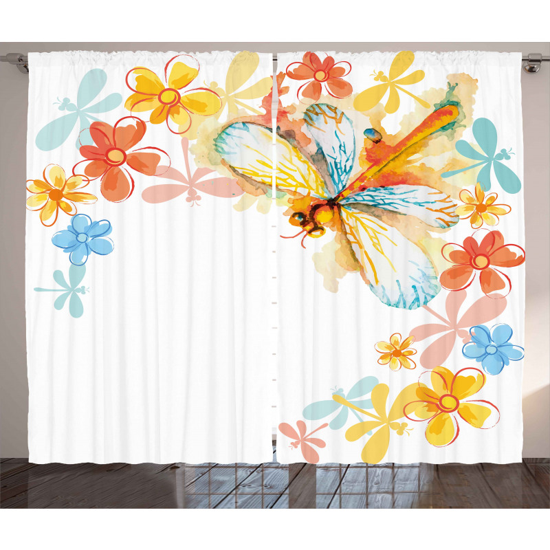 Vintage Spring Dragonfly Curtain