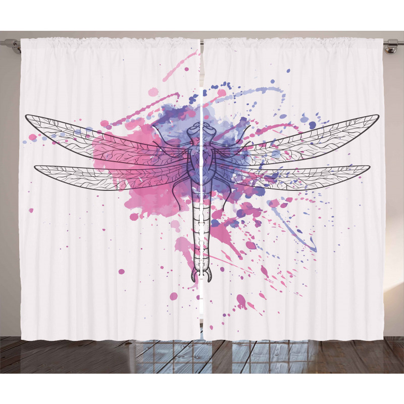 Grunge Moth Dragonfly Curtain