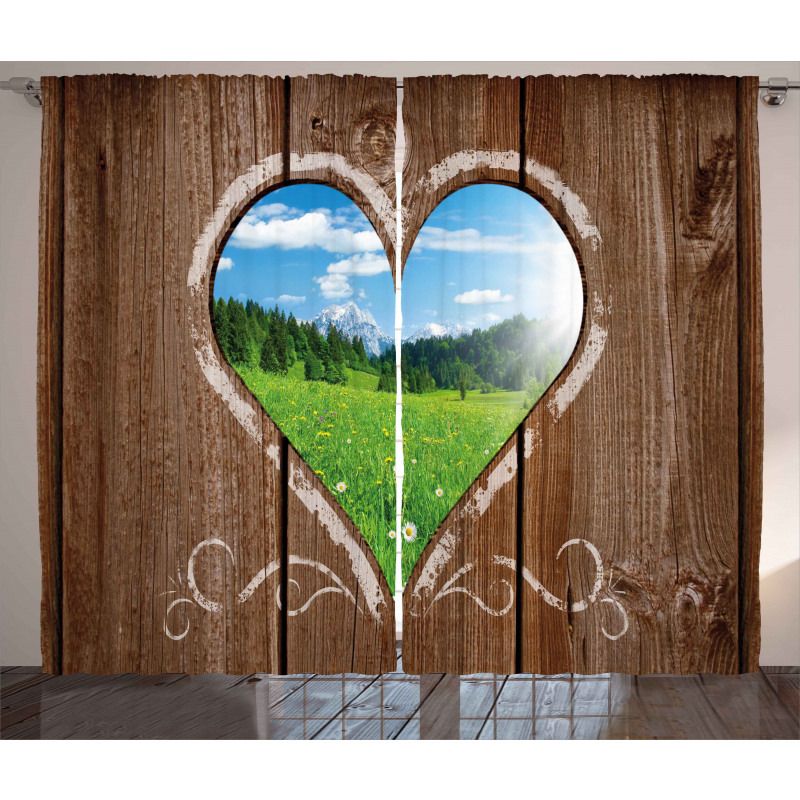 Farm House Chalk Heart Curtain