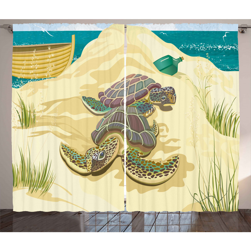 Sea Turtles Sand Boat Curtain