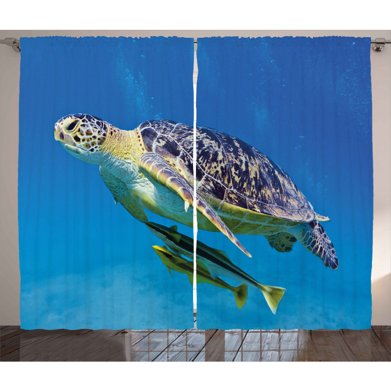 Fishes Swimming Ocean Curtain