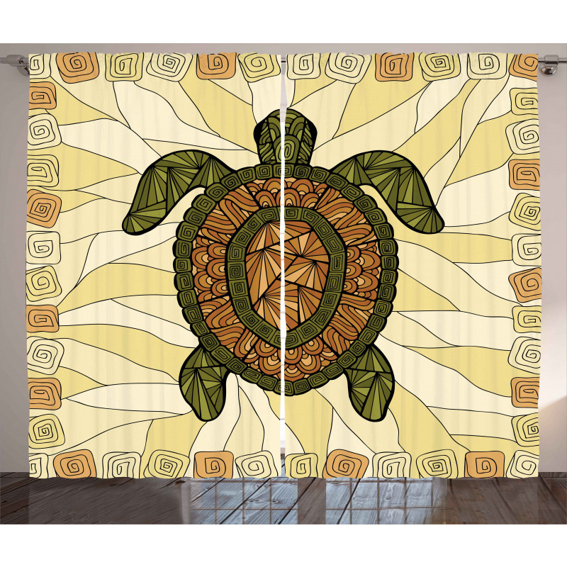 Turtle Zentangle Artwork Curtain