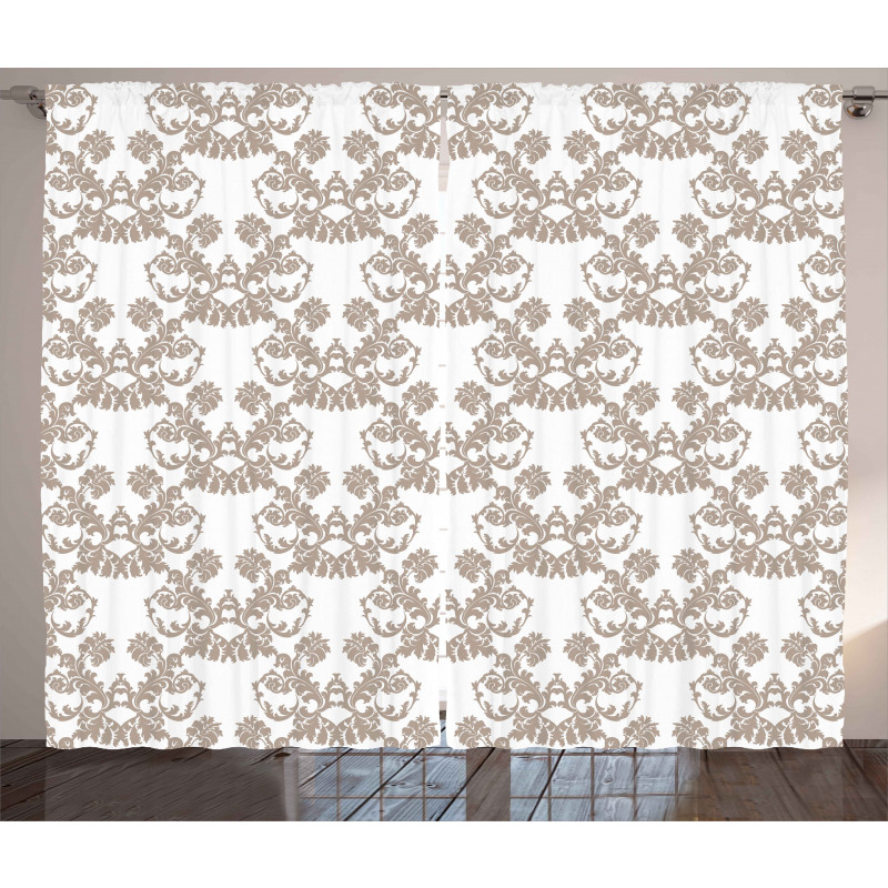 Rococo Flowers in Taupe Curtain
